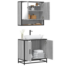 2 Pcs conjunto móveis wc derivados de madeira sonoma cinza