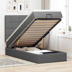 Cama otomana com colchão 90x200 cm tecido cinzento escuro