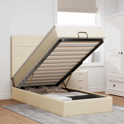 Cama otomana com colchão 90x200 cm tecido creme