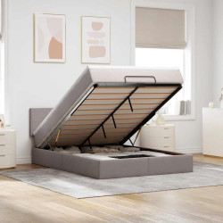 Cama otomana com colchão 140x200 cm tecido cinza