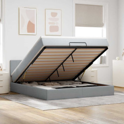 Estrutura de cama otomana com colchão 180x200 cm cinzento claro