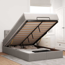 Estrutura de cama otomana com colchão 120x190cm tecido cinzento