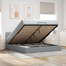 Estrutura de cama otomana com colchão 180x200 cm cinzento claro
