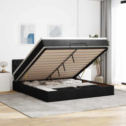Estrutura de cama otomana com colchão 180x200 cm tecido preto