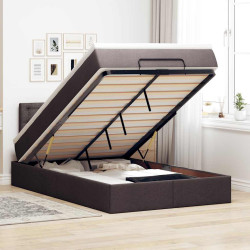 Estrutura de cama otomana com colchão 120x190cm castanho escuro