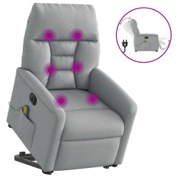 Poltrona elétrica reclinável massagens tecido cinzento-claro