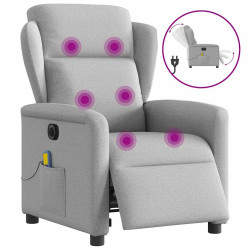 Poltrona massagens reclinável elétrica tecido cinzento-nublado