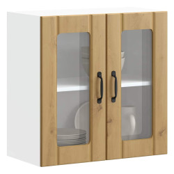Armário de parede cozinha porta vidro lucca carvalho artesanal
