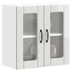 Armário parede de cozinha porta vidro lucca branco brilhante