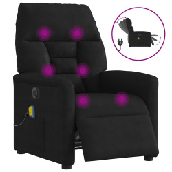 Poltrona de massagens reclinável elétrica microfibra preto