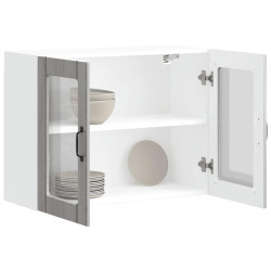 Armário de parede de cozinha porta vidro lucca cinza sonoma