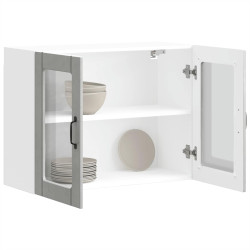 Armário de parede de cozinha porta vidro lucca cinza cimento