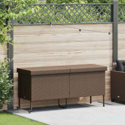 Caixa de arrumação com rodas 160x55x75 cm vime PE castanho