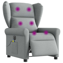 Poltrona de massagens reclinável elétrica tecido cinzento-claro