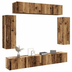Conjunto de armário TV de parede 6 pcs madeira madeira velha