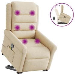 Poltrona elevatória de massagens tecido cor creme