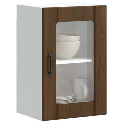 Armário de parede cozinha porta vidro lucca carvalho castanho