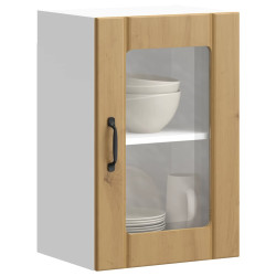 Armário de parede cozinha porta vidro lucca carvalho artesanal