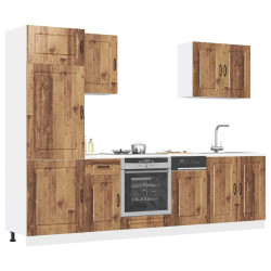 7 Peças armário de cozinha conjunto kalmar madeira velha