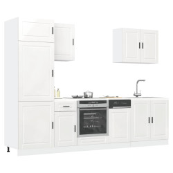 7 Peças armário de cozinha conjunto porto branco brilhante