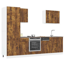 7 Peças armário de cozinha conjunto lucca carvalho fumado