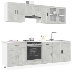 8 Peças armário de cozinha conjunto porto cinzento cimento