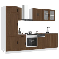 8 Peças armário de cozinha conjunto kalmar carvalho castanho