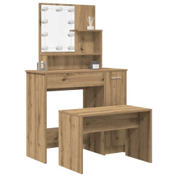 Conjunto penteadeiracom LED deriv. madeira carvalho artisiano