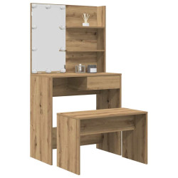 Conjunto penteadeiracom LED deriv. madeira carvalho artisiano