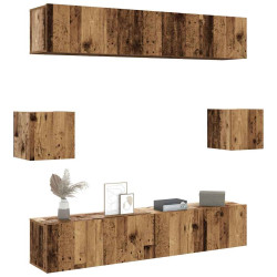 Conjunto de armário TV de parede 6 pcs madeira madeira velha