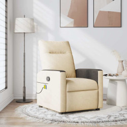 Poltrona de massagens reclinável tecido cor creme