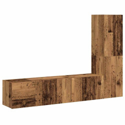 Armários de TV montados na parede 3 pcs madeira velha