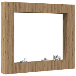 Conjunto de armário TV parede 8 pcs madeira carvalho artisiano