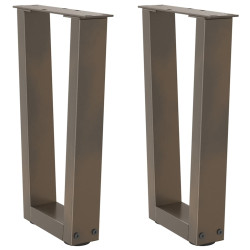 Pés para mesa de centro em formato de v, 2 peças, aço natural, 38 x (42-43,3) cm, aço