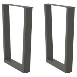 Pés para mesa de jantar em v, 2 peças, antracite, 70x(72-73,3) cm, aço