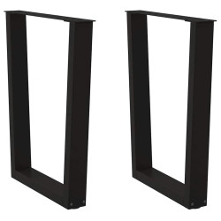 Pernas para mesa de jantar em v, 2 peças, pretas, 70x(72-73,3) cm, aço