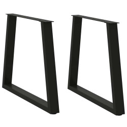 Pernas para mesa de jantar em v, 2 peças, pretas, 70x(72-73,3) cm, aço
