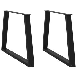 Pernas para mesa de jantar em v, 2 peças, pretas, 100x(72-73,3) cm, aço
