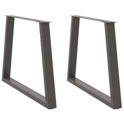 Pés para mesa de jantar em forma de v, 2 peças, antracite, 100x(72-73,3) cm, aço