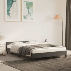 Estrutura de cama sem colchão 140x190 cm veludo cinzento-escuro