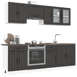 8 Peças armário de cozinha conjunto kalmar preto