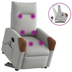 Poltrona elevatória de massagens tecido cinzento-nublado