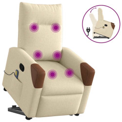 Poltrona elevatória de massagens tecido cor creme
