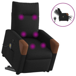 Poltrona elétrica elevatória massagens tecido preto