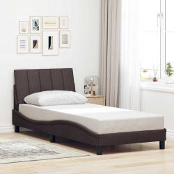 Estrutura de cama sem colchão hanko 80x200 cm tecido castanho-escuro
