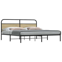 Estrutura de cama sem colchão 200x200cm metal carvalho sonoma