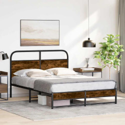 Estrutura de cama s/ colchão derivados madeira carvalho fumado
