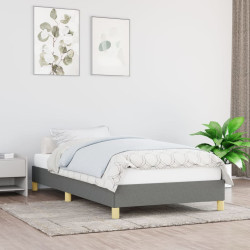 Estrutura de cama sem colchão 90x190 cm tecido cinzento-escuro