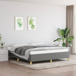 Estrutura de cama sem colchão 180x200 cm tecido cinzento-escuro