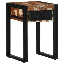 Mesa lateral multicor 35x35x50 cm madeira maciça recuperada